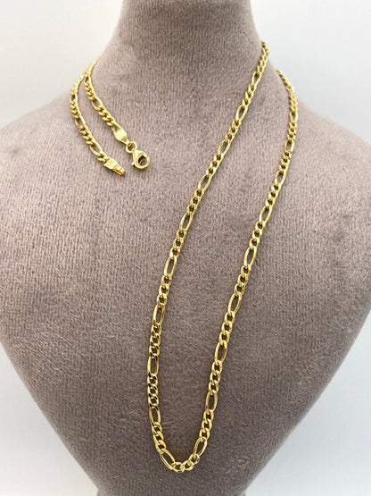 18K Gold Figaro Necklace Chain,Real Solid 18K gold,(2.8mm)Thick Yellow Gold,Birthday Gift,Anniversary Gift,Gift For Men/Women,Partner Gift.