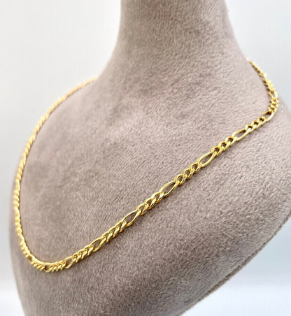 18K Gold Figaro Necklace Chain,Real Solid 18K gold,(2.8mm)Thick Yellow Gold,Birthday Gift,Anniversary Gift,Gift For Men/Women,Partner Gift.