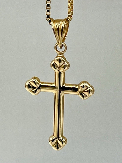 18K Real Solid Gold Cross Necklace 1” – 1mm Box Chain – Unisex Dainty Religious Pendant – Minimalist Christian Gift for Men & Women