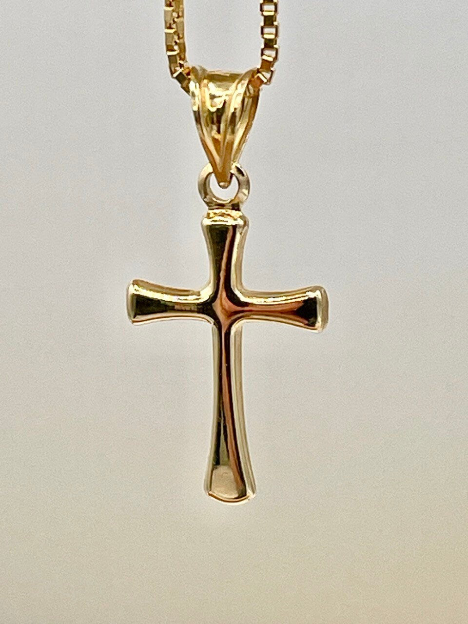 18K GOLD CROSS NECKLACE,Box Chain(1mm),Real Gold,Birthday Gift,Partner Gift,For Her,For Him,Christmas Gift,Set Necklace,Gift For Dad.