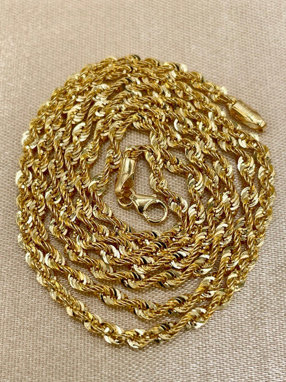 18Karat Gold Rope Chain Necklace Chain,Real Solid 18K Gold,(2.6mm)Thick,Yellow Gold,Birthday Gift,Anniversary Gift,PartnerGift For Men/Women