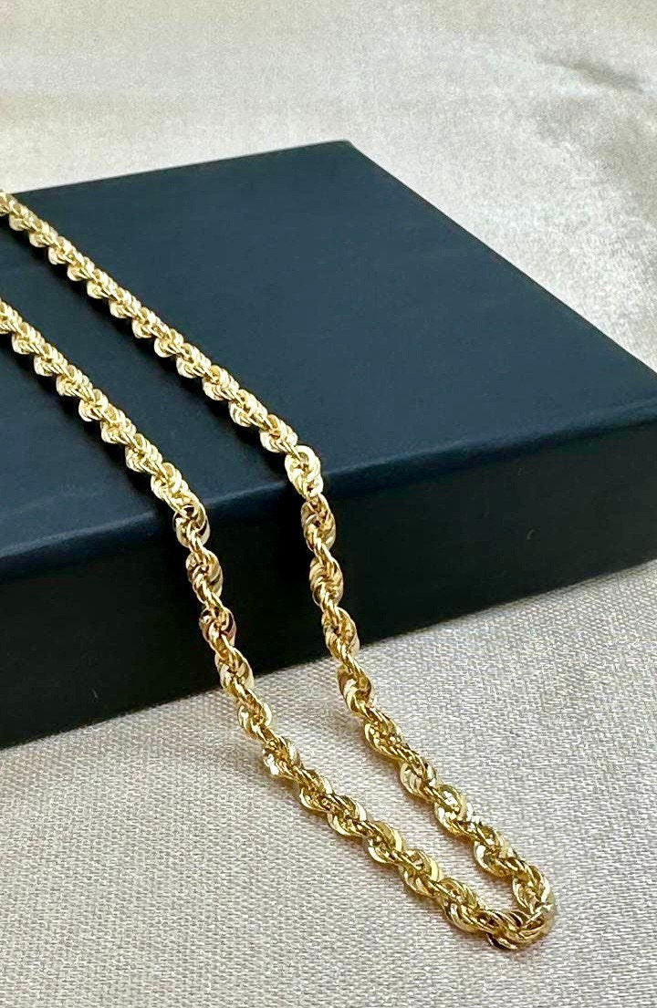 18Karat Gold Rope Chain Necklace Chain,Real Solid 18K Gold,(2.6mm)Thick,Yellow Gold,Birthday Gift,Anniversary Gift,PartnerGift For Men/Women