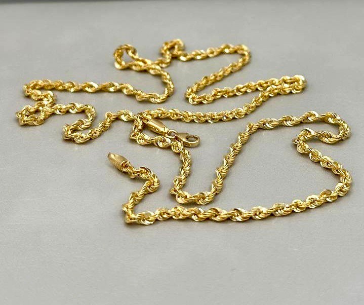 18Karat Gold Rope Chain Necklace Chain,Real Solid 18K Gold,(2.6mm)Thick,Yellow Gold,Birthday Gift,Anniversary Gift,PartnerGift For Men/Women