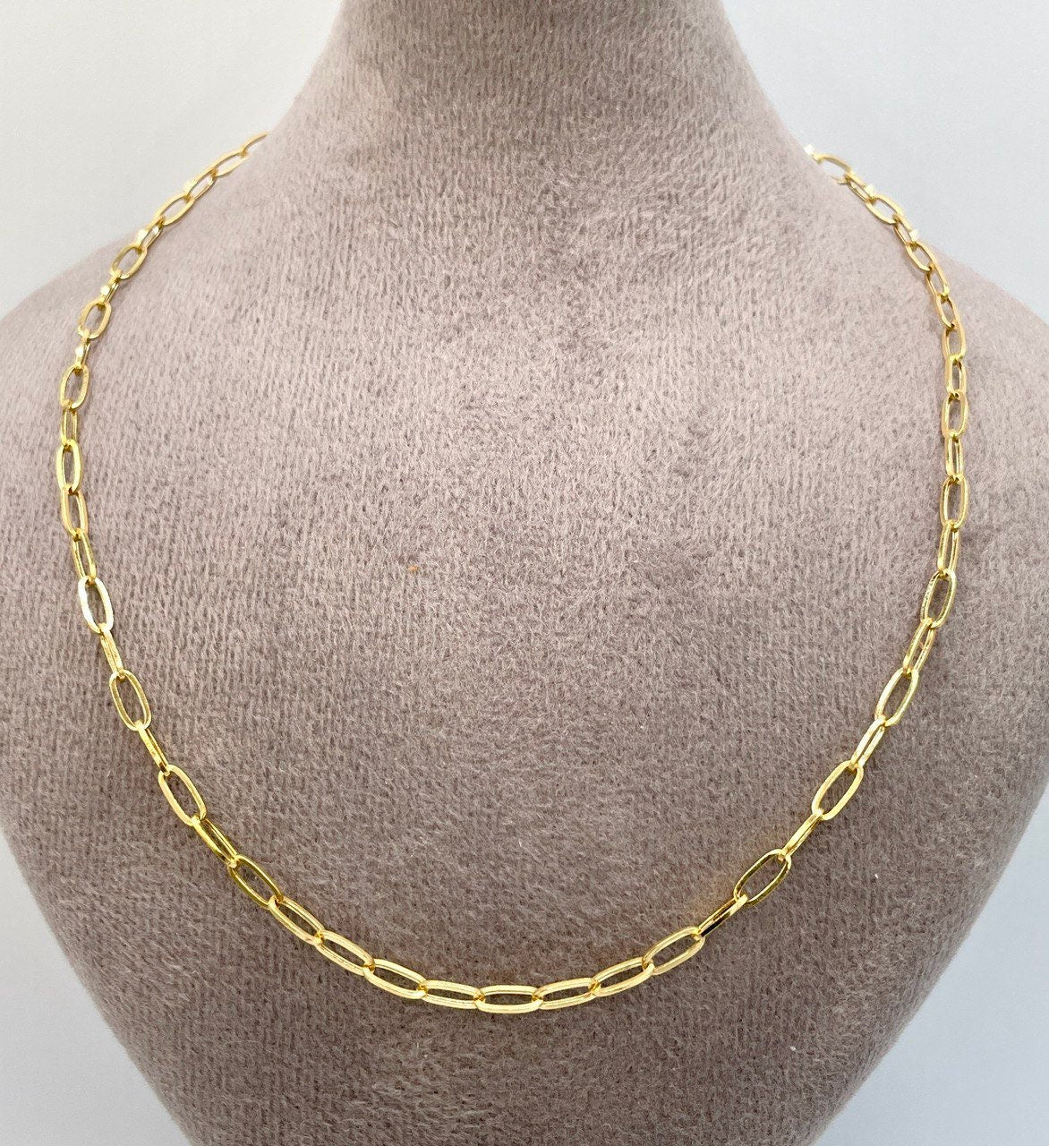 18Karat Gold Paperclip Necklace Chain,Real Solid Gold(2.7mm)Thick,Gift For Mom,Birthday Gift,Anniversary Gift,Partner Gift for Men/Women.