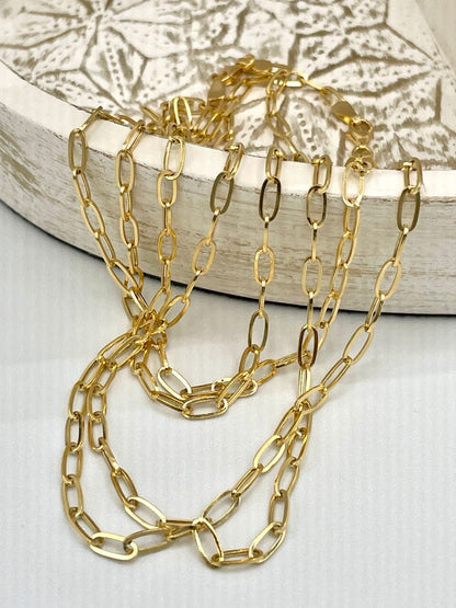 18Karat Gold Paperclip Necklace Chain,Real Solid Gold(2.7mm)Thick,Gift For Mom,Birthday Gift,Anniversary Gift,Partner Gift for Men/Women.