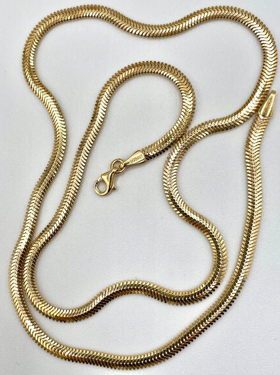 18Karat Gold Herringbone Necklace,Real Solid Gold,Yellow Gold,(3.5mm)Thick,Birthday Gift, Gift For Partner Men/Women,Anniversary Gift.