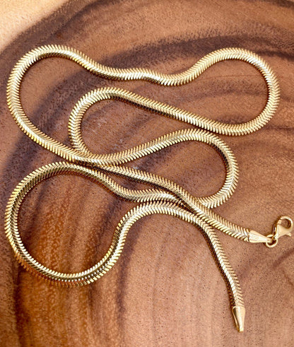 18Karat Gold Herringbone Necklace,Real Solid Gold,Yellow Gold,(3.5mm)Thick,Birthday Gift, Gift For Partner Men/Women,Anniversary Gift.