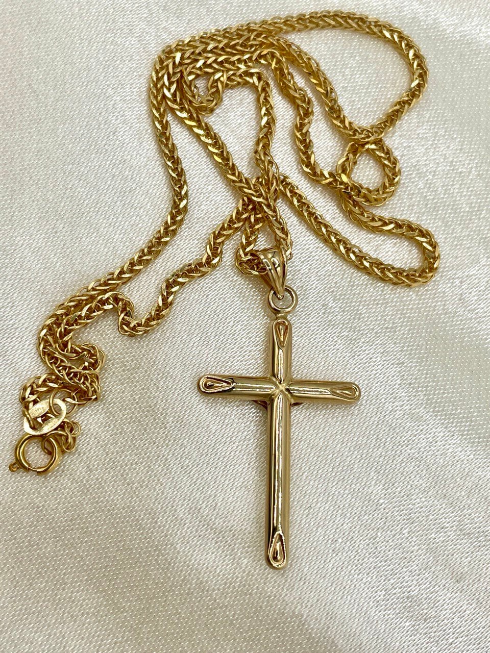 18K GOLD CROSS NECKLACE,Real Gold,Crucifix Necklace,Jesus Cross,Birthday Gift,Franco Necklace,Partner Gift,For Her,For Him,Christmas Gift.
