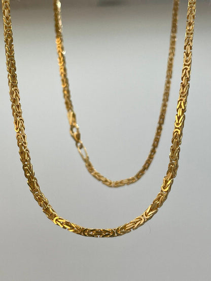 18Karat Gold Byzantine Necklace Chain,Solid Gold,Heavy Necklace Chain,(2mm)Thick,Birthday Gift,Anniversary Gift,Partner Gift Men/Women.