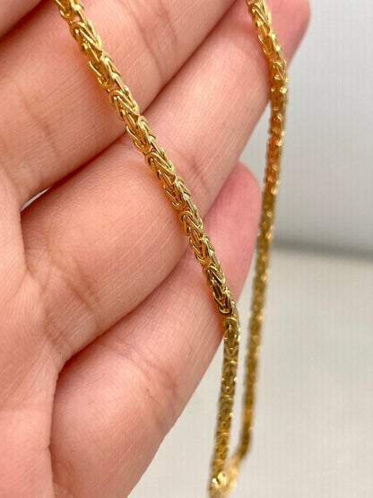 18Karat Gold Byzantine Necklace Chain,Solid Gold,Heavy Necklace Chain,(2mm)Thick,Birthday Gift,Anniversary Gift,Partner Gift Men/Women.