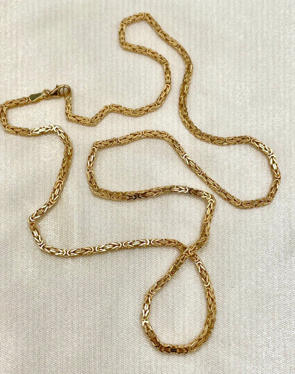 18Karat Gold Byzantine Necklace Chain,Solid Gold,Heavy Necklace Chain,(2mm)Thick,Birthday Gift,Anniversary Gift,Partner Gift Men/Women.