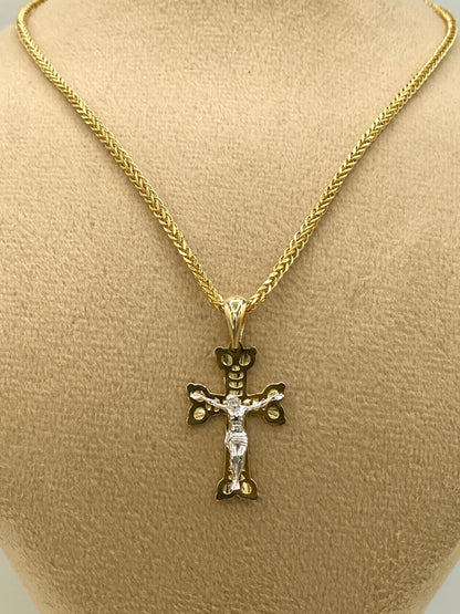 18K GOLD Heavy SOLID CROSS(1")Necklace,Real gold,Franco Necklace,Jesus Cross,Crucifix Necklace,Birthday Gift,Partner Gift,For Her,For Him.