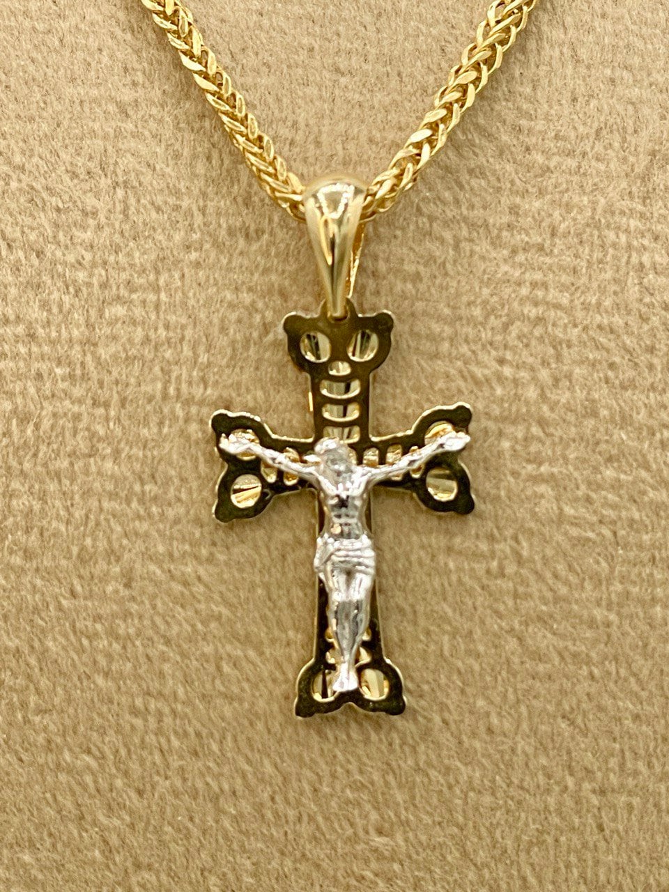 18K GOLD Heavy SOLID CROSS(1")Necklace,Real gold,Franco Necklace,Jesus Cross,Crucifix Necklace,Birthday Gift,Partner Gift,For Her,For Him.