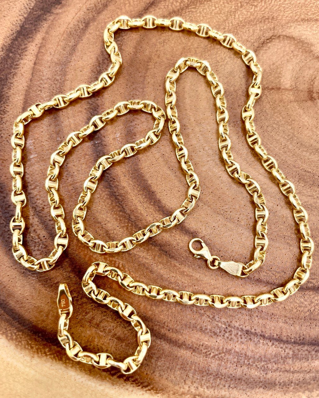 18Karat Gold Anchor Link Chain Necklace,Yellow Solid Gold,Real Gold Chain,(3.5mm)Thick,Birthday Gift,Anniversary Gift,Partner Gift Men/Women