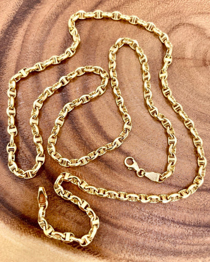 18Karat Gold Anchor Link Chain Necklace,Yellow Solid Gold,Real Gold Chain,(3.5mm)Thick,Birthday Gift,Anniversary Gift,Partner Gift Men/Women