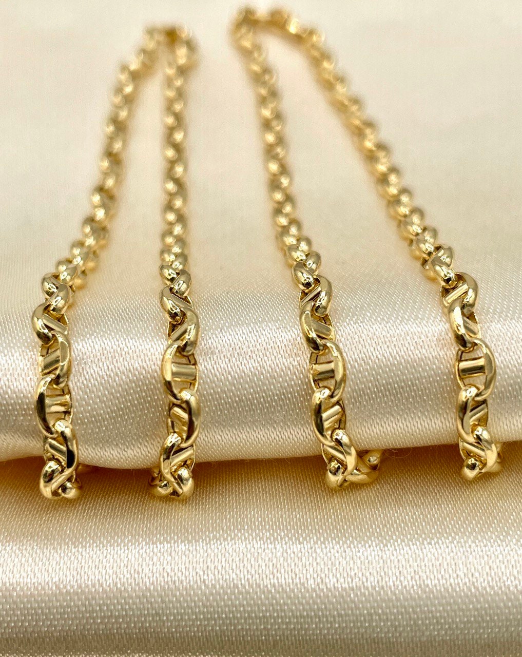 18Karat Gold Anchor Link Chain Necklace,Yellow Solid Gold,Real Gold Chain,(3.5mm)Thick,Birthday Gift,Anniversary Gift,Partner Gift Men/Women