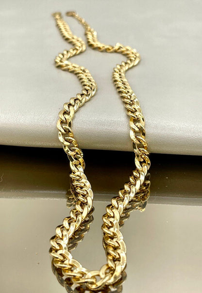 18K GOLD CURB(5.7mm) NECKLACE,Real Gold,Yellow Gold,Birthday Gift,Partner Gift,Wedding Gift,Anniversary Gift,For Her,For Him,Gift For Mom.