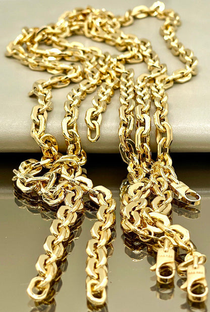 18K GOLD CABLE PARALLEL(6.5mm)Necklace Chain,Real Gold,Shainy Necklace,Chunky Gold Chain,Birthday Gift,Partner Gift,For Her,For Him.