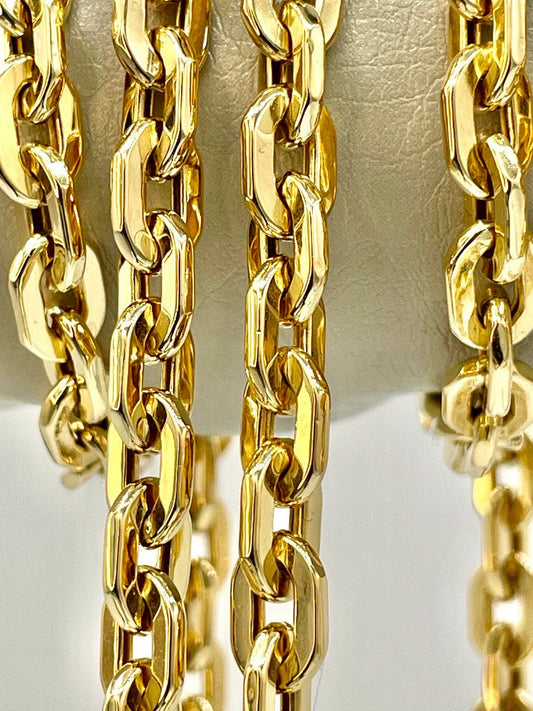 18K GOLD CABLE PARALLEL(6.5mm)Necklace Chain,Real Gold,Shainy Necklace,Chunky Gold Chain,Birthday Gift,Partner Gift,For Her,For Him.