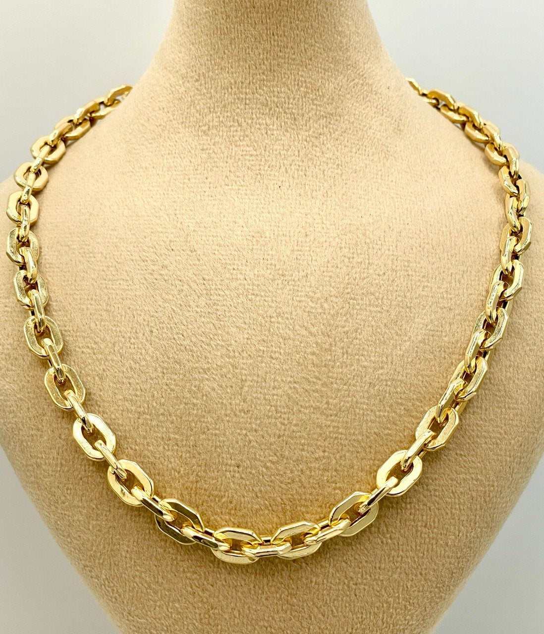 18K GOLD CABLE PARALLEL(6.5mm)Necklace Chain,Real Gold,Shainy Necklace,Chunky Gold Chain,Birthday Gift,Partner Gift,For Her,For Him.