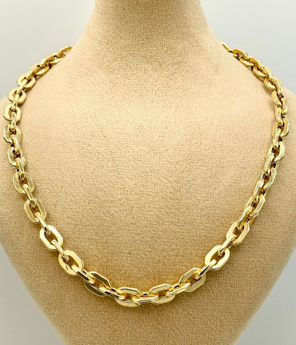 18K GOLD CABLE PARALLEL(6.5mm)Necklace Chain,Real Gold,Shainy Necklace,Chunky Gold Chain,Birthday Gift,Partner Gift,For Her,For Him.