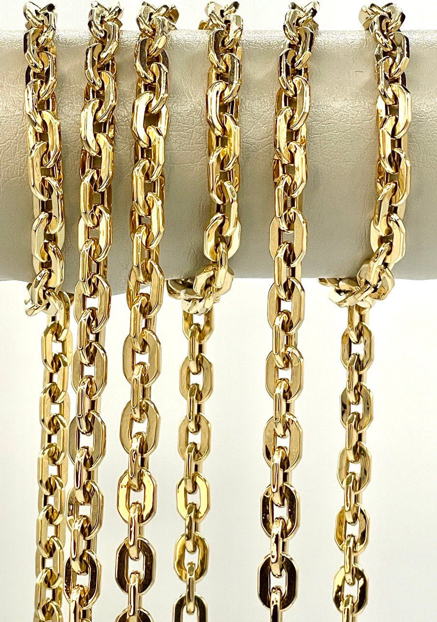 18K GOLD CABLE PARALLEL(6.5mm)Necklace Chain,Real Gold,Shainy Necklace,Chunky Gold Chain,Birthday Gift,Partner Gift,For Her,For Him.