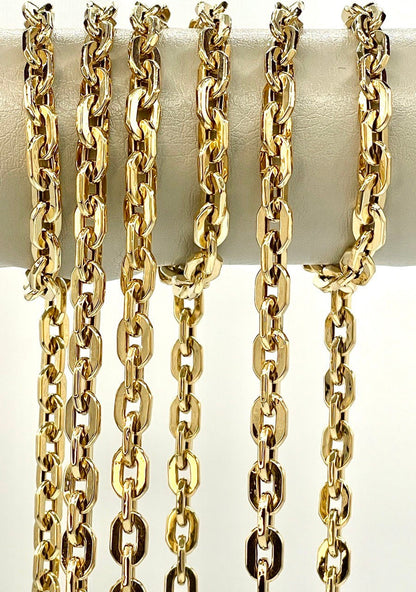 18K GOLD CABLE PARALLEL(6.5mm)Necklace Chain,Real Gold,Shainy Necklace,Chunky Gold Chain,Birthday Gift,Partner Gift,For Her,For Him.
