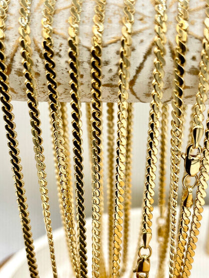 18K GOLD CURB (2.3mm)NECKLACE,Real Gold,Yellow Gold,Solid Gold,Birthday Gift,Partner Gift,For Her,For Him,New StyleGift For Dad,Gift For Mom