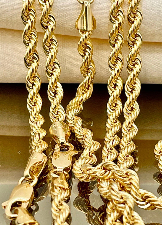 18K GOLD ROPE CHAIN Necklace,Solid Gold,Real 18K Gold Rope Chain Link Chain,3.8mm thick_22"_24"lengths,18Karat Real Gold Chain For Men/Women