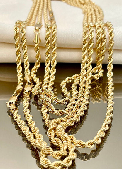 18K GOLD ROPE CHAIN Necklace,Solid Gold,Real 18K Gold Rope Chain Link Chain,3.8mm thick_22"_24"lengths,18Karat Real Gold Chain For Men/Women