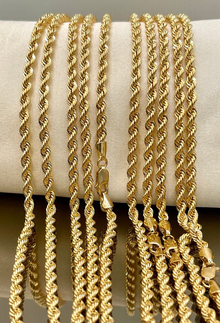 18K GOLD ROPE CHAIN Necklace,Solid Gold,Real 18K Gold Rope Chain Link Chain,3.8mm thick_22"_24"lengths,18Karat Real Gold Chain For Men/Women