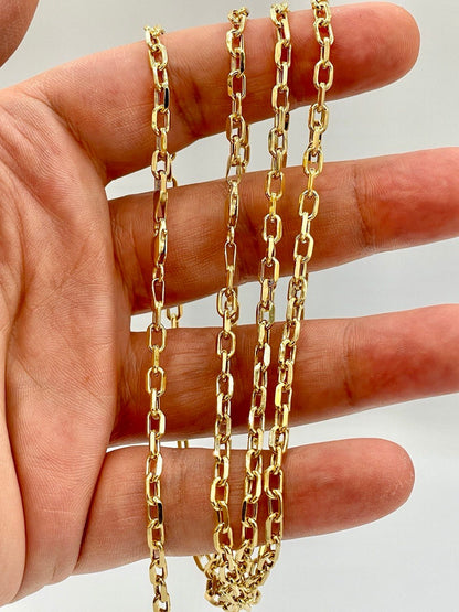 14K Solid Gold Cable Chain Necklace,Real 14K Gold Cable Links Chain,3.8mm thick_18"20"22",24"lengths,14Karat Real Gold Chain For Men/Women!