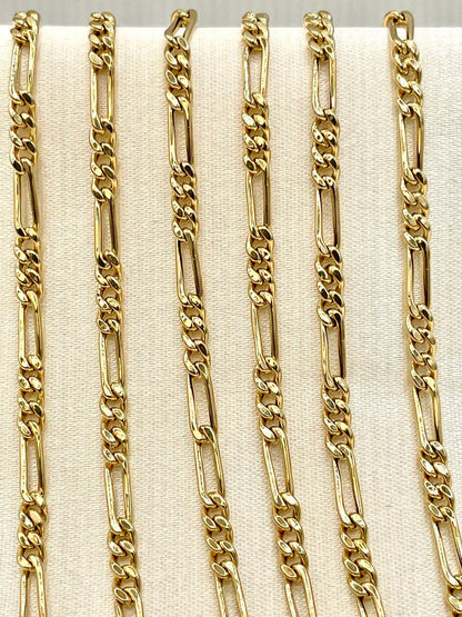 18K Gold Figaro Chain Necklace, Real 18K Chunky Gold Figaro Link Chain for Men/Women(3.5mm)_18 to 22 inches 18K Gold Chain, Birthday Gift!