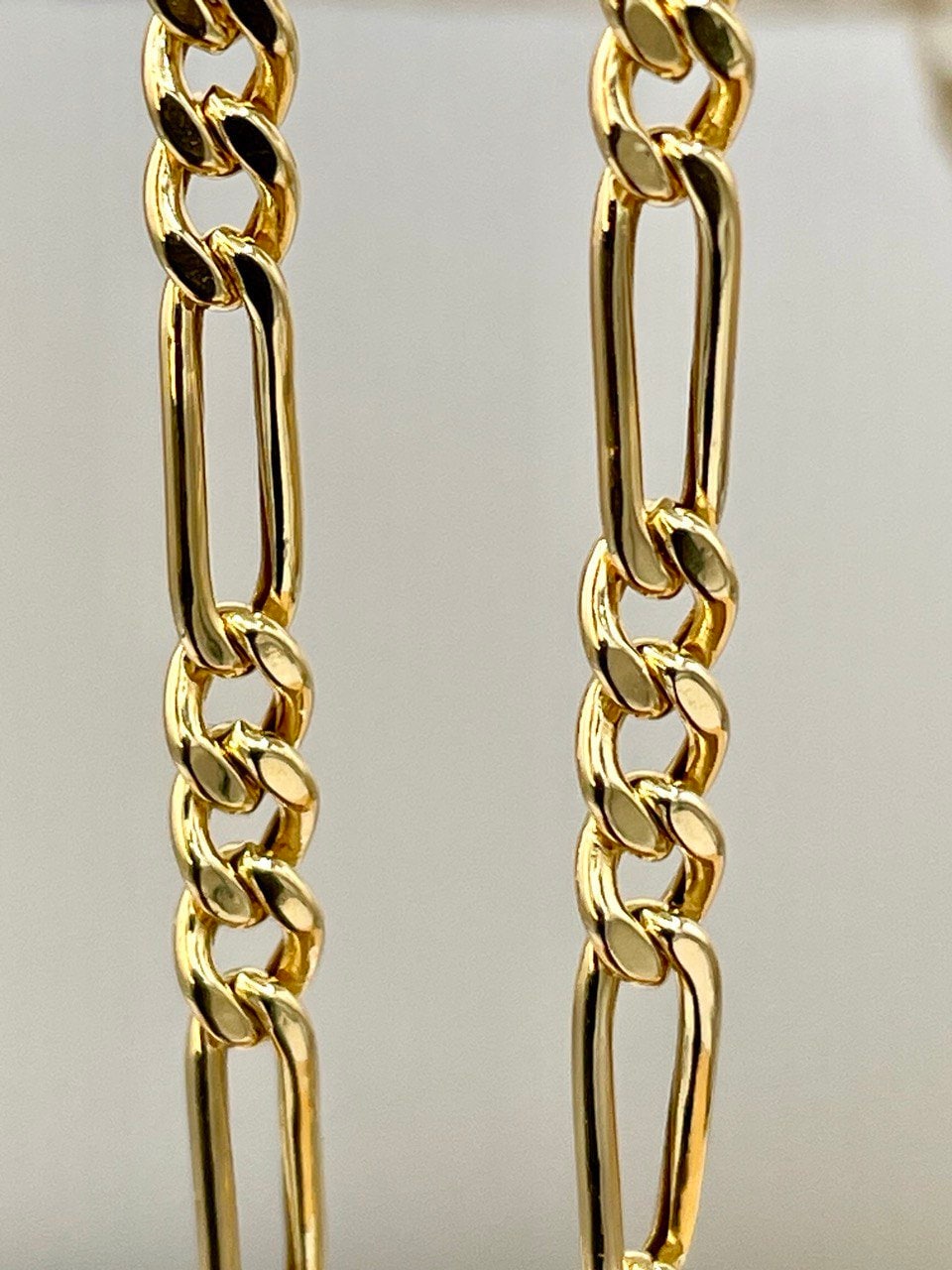 18K Gold Figaro Chain Necklace, Real 18K Chunky Gold Figaro Link Chain for Men/Women(3.5mm)_18 to 22 inches 18K Gold Chain, Birthday Gift!