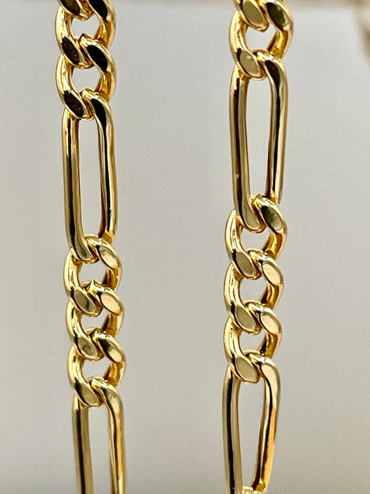 18K Gold Figaro Chain Necklace, Real 18K Chunky Gold Figaro Link Chain for Men/Women(3.5mm)_18 to 22 inches 18K Gold Chain, Birthday Gift!