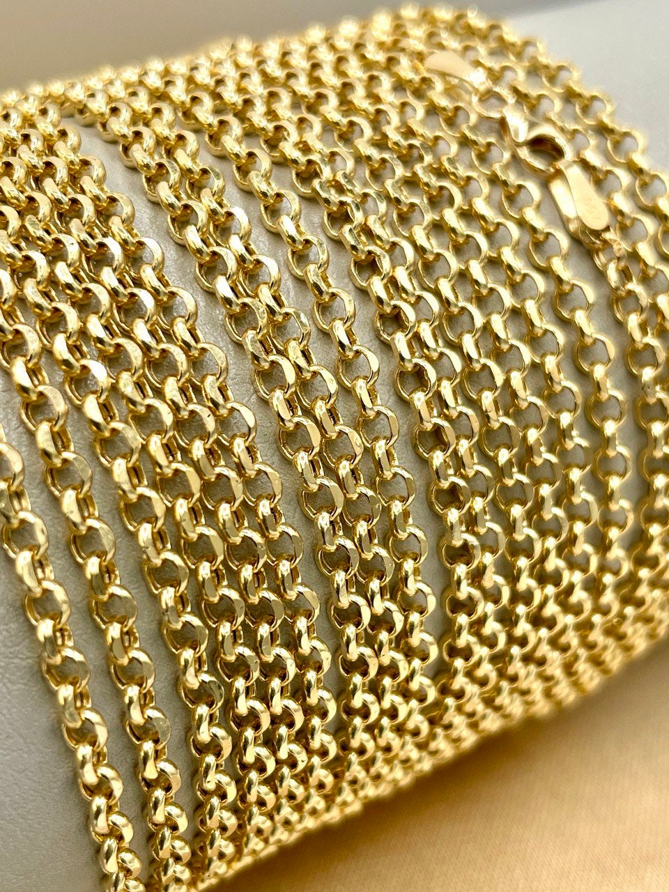 18K GOLD ROLO(3mm)NECKLACE Chain,Real Gold,Solid Gold, Diamond Cut,Yellow Gold,Birthday Gift,Partner Gift,For Her,For Him,Gift For Mom.
