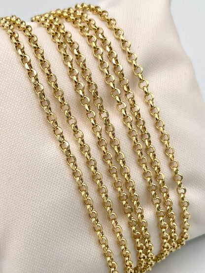 18K GOLD ROLO(3mm)NECKLACE Chain,Real Gold,Solid Gold, Diamond Cut,Yellow Gold,Birthday Gift,Partner Gift,For Her,For Him,Gift For Mom.