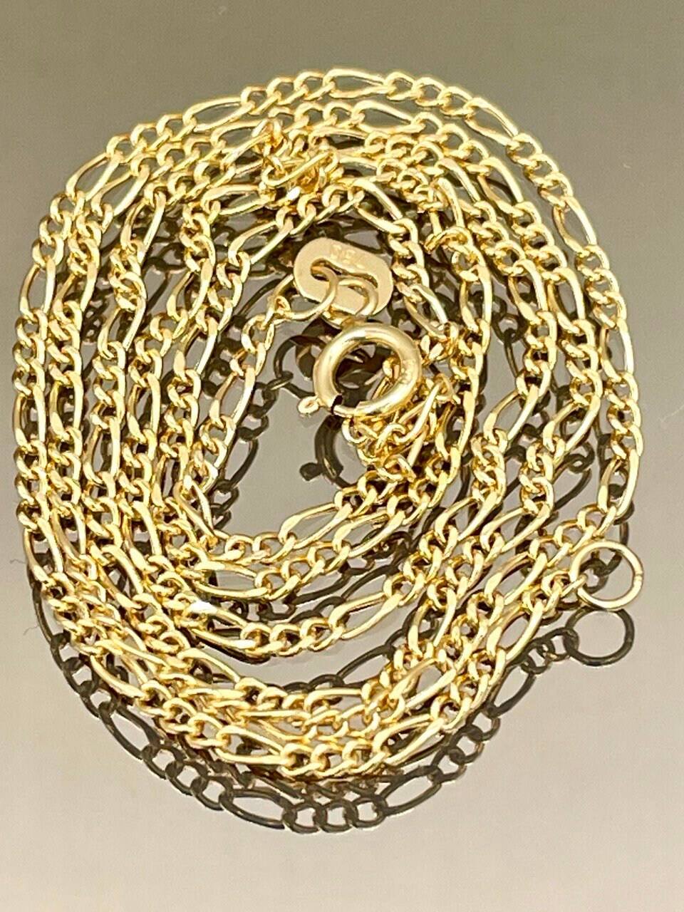 18Karat Gold Figaro Necklace Chain,Solid Gold Necklace,(1.6mm)Thick,Real Gold,Birthday Gift,Partner Gift,For Her,For Him,Gift For Mom.