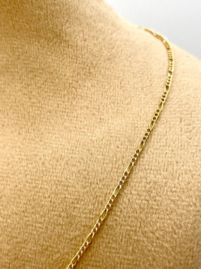 18Karat Gold Figaro Necklace Chain,Solid Gold Necklace,(1.6mm)Thick,Real Gold,Birthday Gift,Partner Gift,For Her,For Him,Gift For Mom.