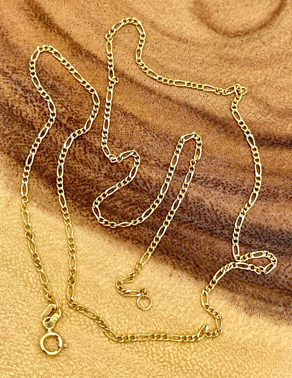 18Karat Gold Figaro Necklace Chain,Solid Gold Necklace,(1.6mm)Thick,Real Gold,Birthday Gift,Partner Gift,For Her,For Him,Gift For Mom.