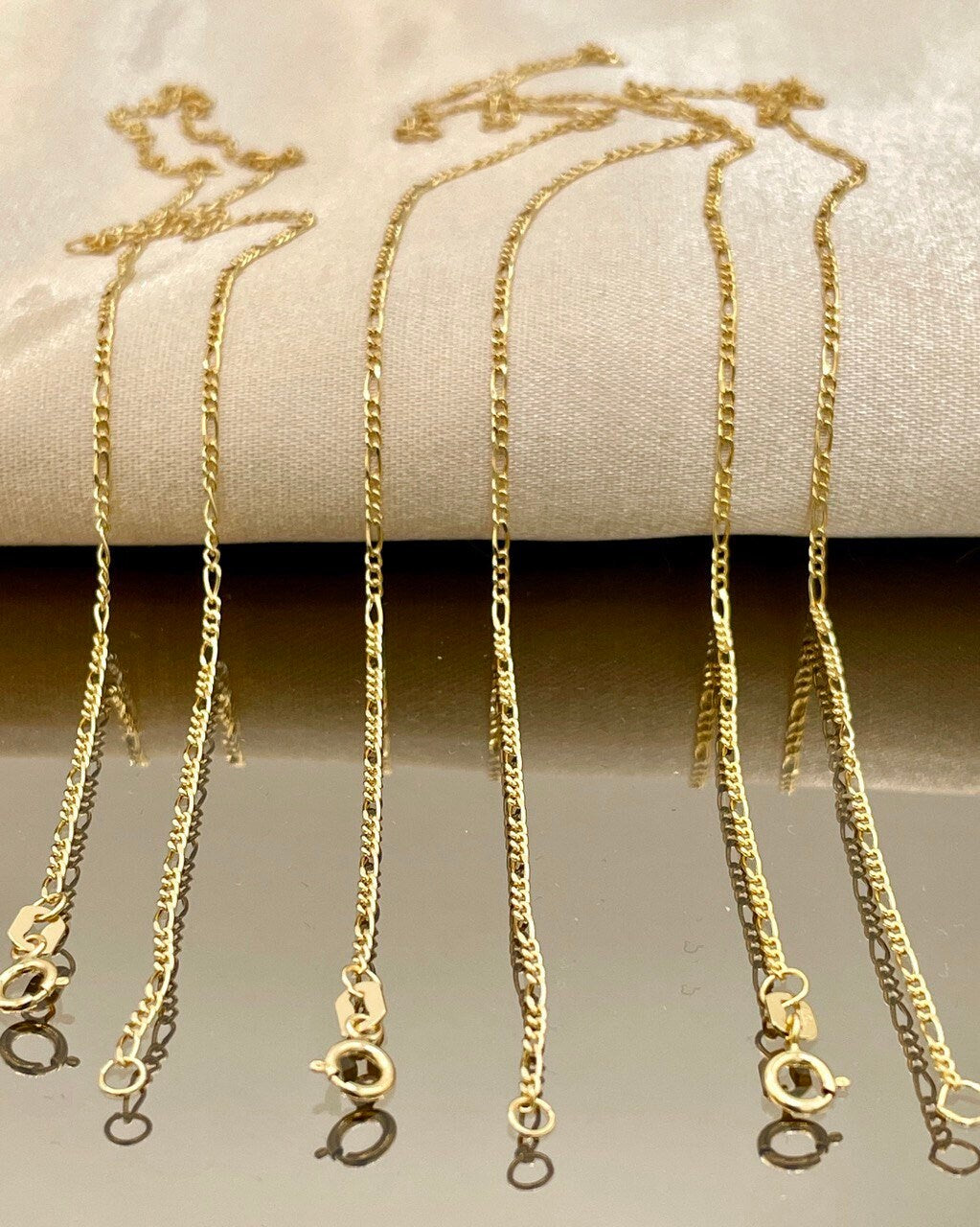 18Karat Gold Figaro Necklace Chain,Solid Gold Necklace,(1.6mm)Thick,Real Gold,Birthday Gift,Partner Gift,For Her,For Him,Gift For Mom.