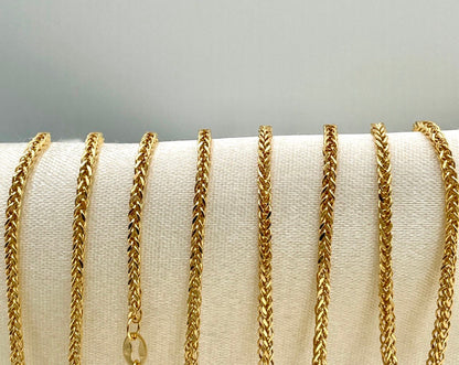 18Karat Gold Franco Necklace Chain(2mm)Thick16"_22"Length,Real 18Karat Gold ,Yellow Gold,Birthday Gift,Partner Gift,Gift for Men/Women.
