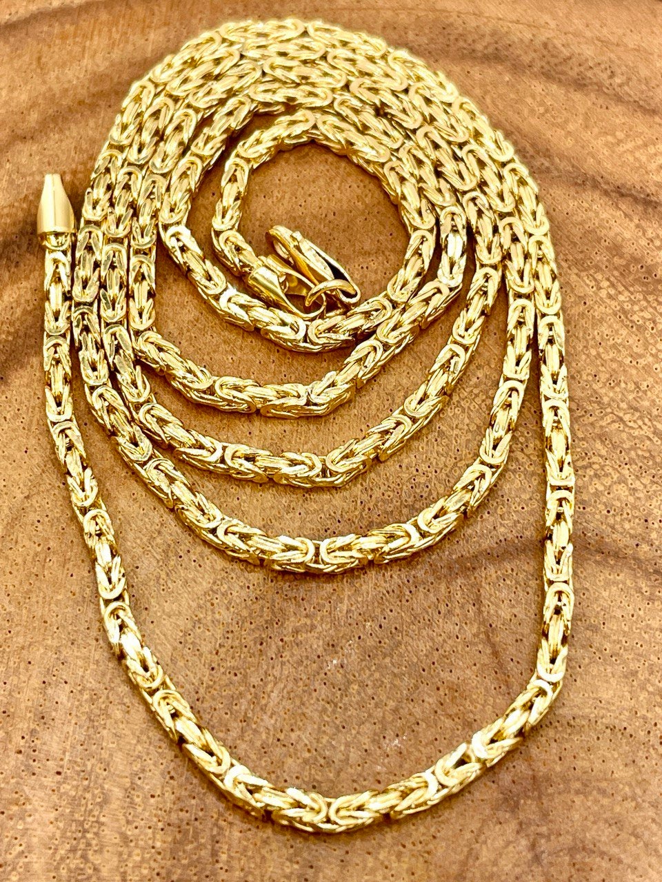 18Karat Solid Gold Byzantine Elegance,(2mm)Heavy Solid Chain Necklace for Men/ Women, Luxury Unisex Charm, 18K Gold Byzantine Necklace Chain