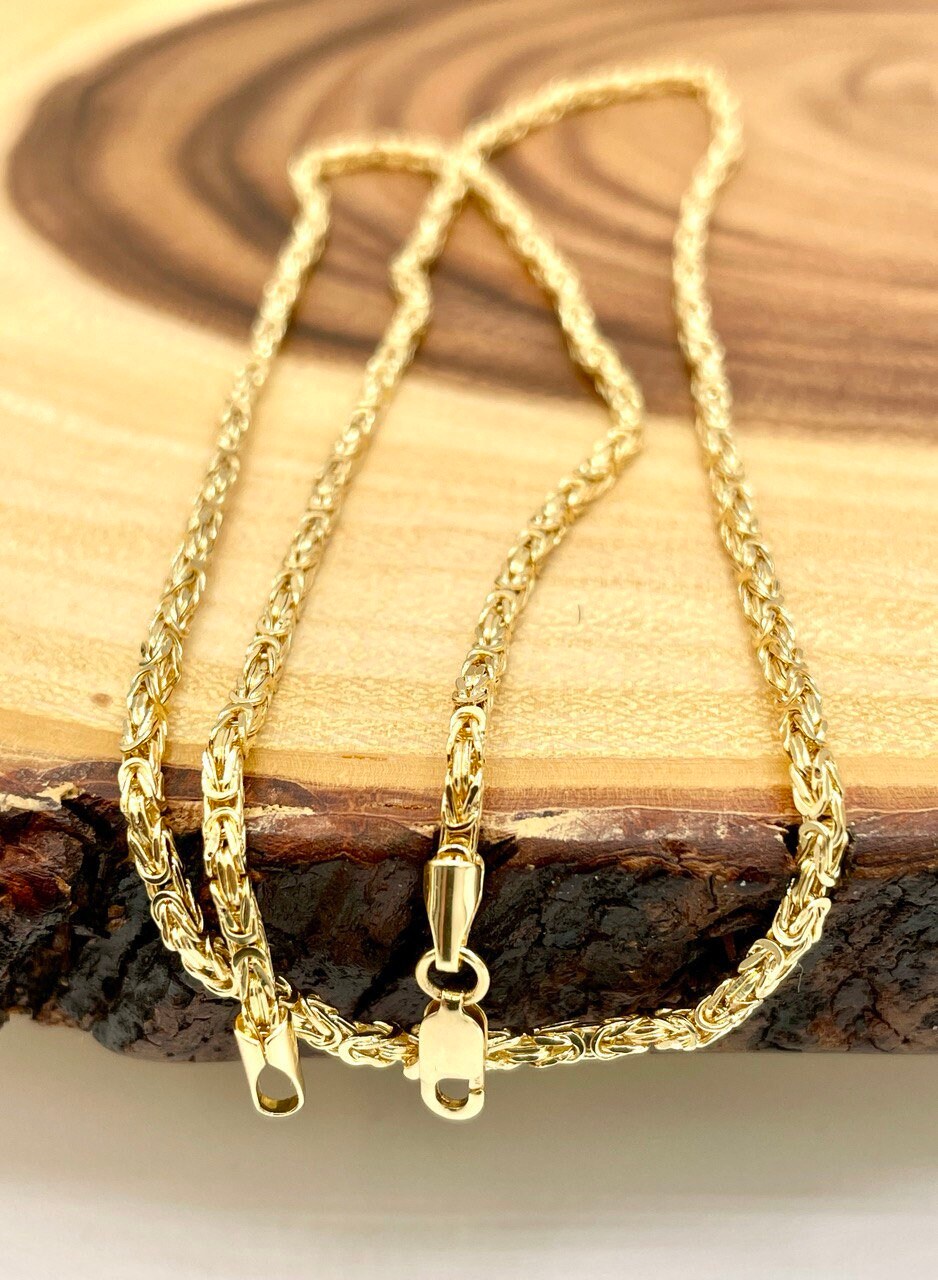 18Karat Solid Gold Byzantine Elegance,(2mm)Heavy Solid Chain Necklace for Men/ Women, Luxury Unisex Charm, 18K Gold Byzantine Necklace Chain