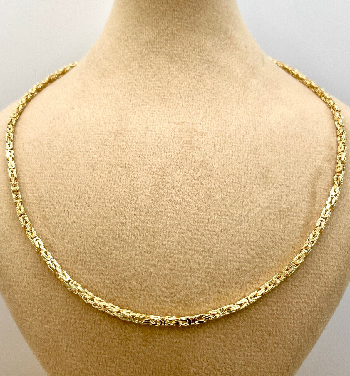 18Karat Solid Gold Byzantine Elegance,(2mm)Heavy Solid Chain Necklace for Men/ Women, Luxury Unisex Charm, 18K Gold Byzantine Necklace Chain