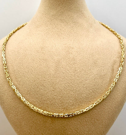 18Karat Solid Gold Byzantine Elegance,(2mm)Heavy Solid Chain Necklace for Men/ Women, Luxury Unisex Charm, 18K Gold Byzantine Necklace Chain