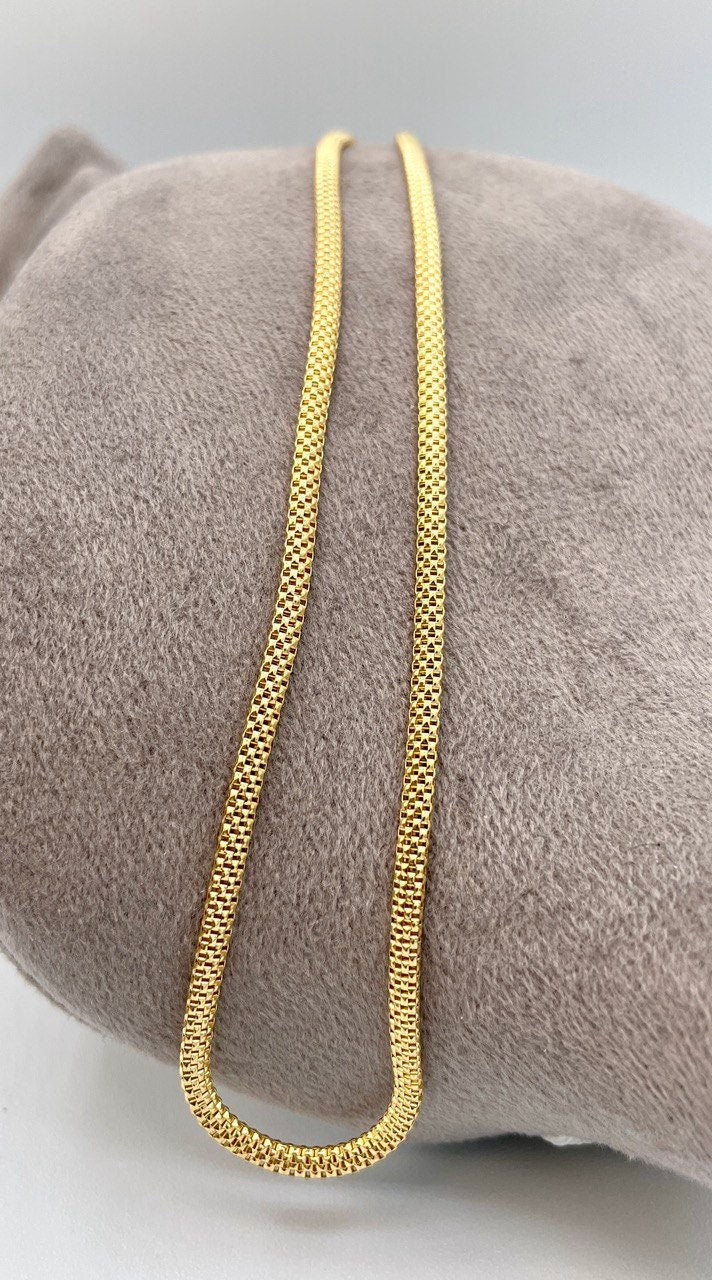 18Karat Gold Snake Necklace Chain,Real 18Karat Gold,Yellow Gold(3mm)Thick,Birthday Gift, Gift For Men/Women,Anniversary Gift,Gift FOR Mom.