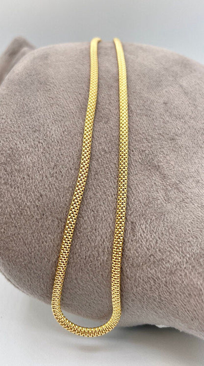 18Karat Gold Snake Necklace Chain,Real 18Karat Gold,Yellow Gold(3mm)Thick,Birthday Gift, Gift For Men/Women,Anniversary Gift,Gift FOR Mom.