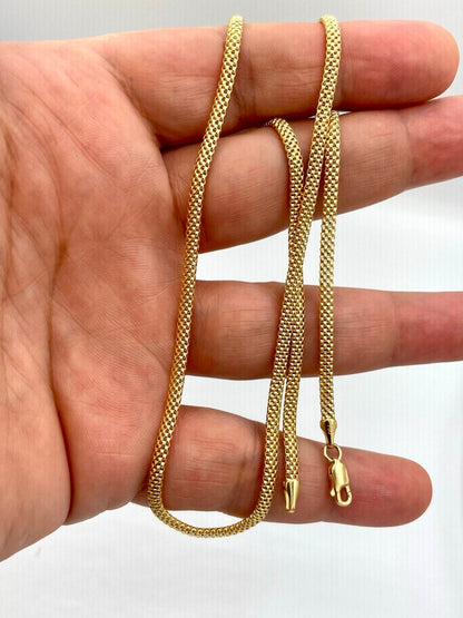 18Karat Gold Snake Necklace Chain,Real 18Karat Gold,Yellow Gold(3mm)Thick,Birthday Gift, Gift For Men/Women,Anniversary Gift,Gift FOR Mom.