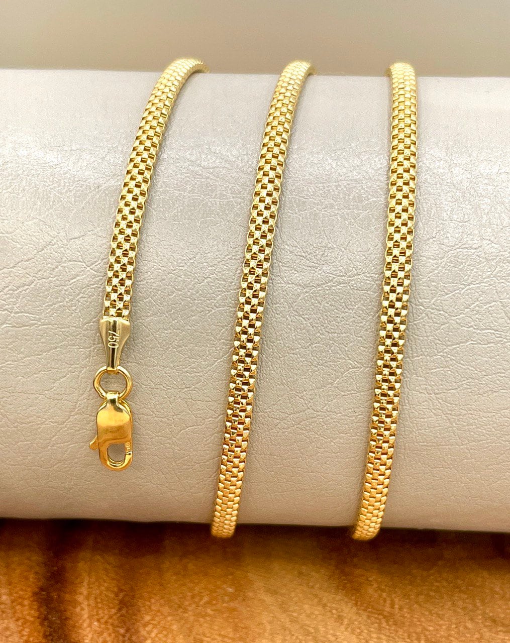 18Karat Gold Snake Necklace Chain,Real 18Karat Gold,Yellow Gold(3mm)Thick,Birthday Gift, Gift For Men/Women,Anniversary Gift,Gift FOR Mom.